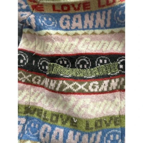 Ganni Multicolor Graphic Knit Cardigan Sweater large - Picture 7 of 7